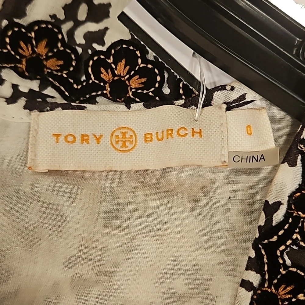 💕TORY BURCH Amita Appliquéd Printed Cotton Maxi Dress Ivory Guru Border Print 0